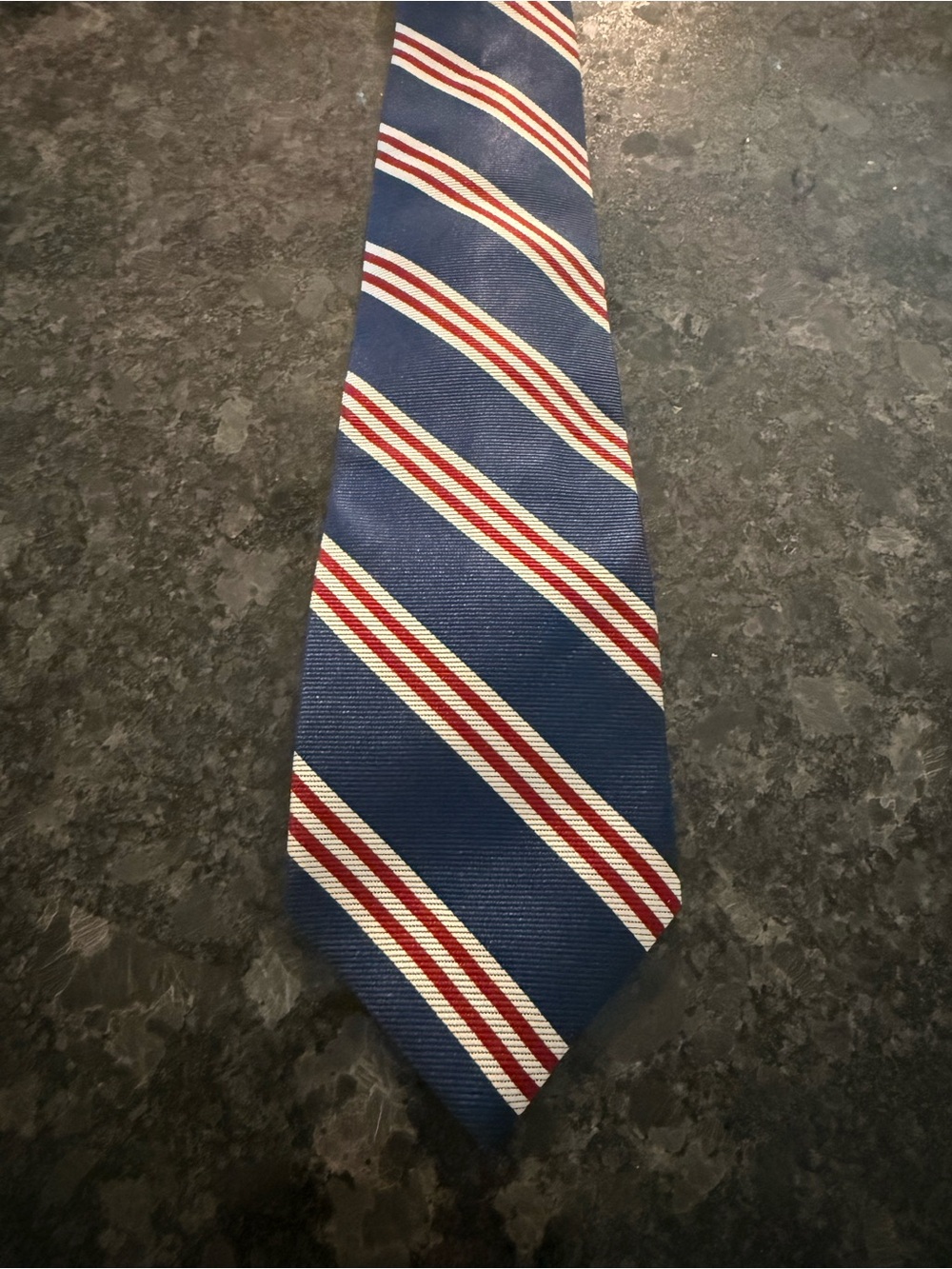 Brooks Brothers Navy Tie with Red and White Diagonal Stripes - Picture 2 of 3